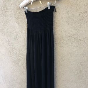Black strapless cotton maxi dress